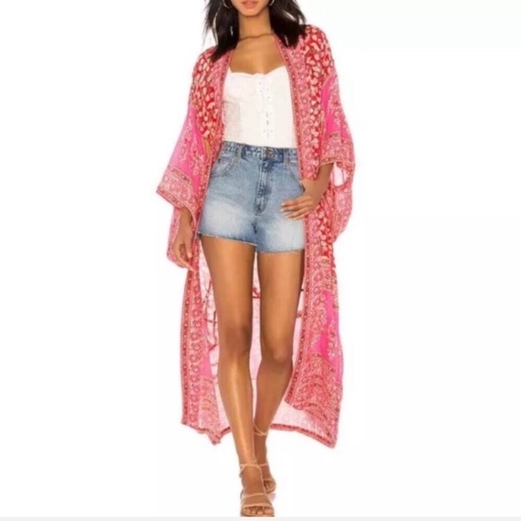 New! Red Floral Kimono - Picture 3 of 5